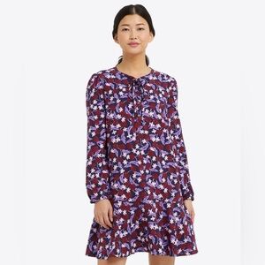 Draper James Plum Floral Long Sleeve Shift Dress Size Medium NWT
